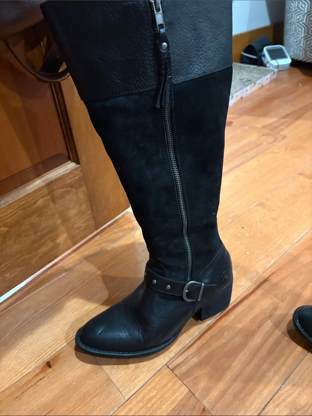 Born Black Over-the-Knee Riding Boots with Side Zip